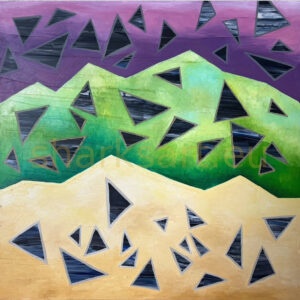 Fragmenty krajiny – abstraktní olejomalba 100×100 cm, originál 1/1, Šárka Trnová