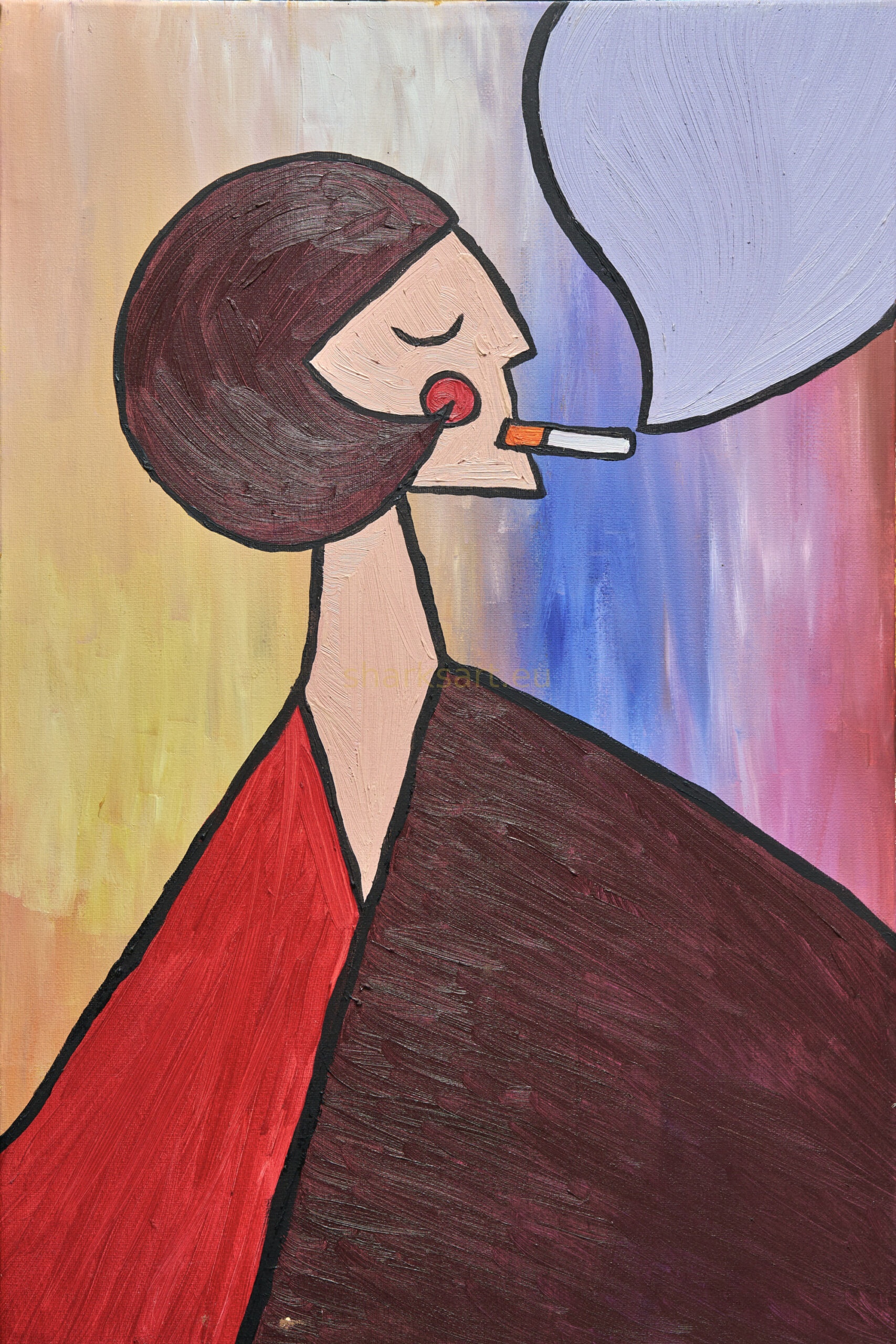 Pauza – žena s cigaretou, fine-art print 60×40, Šárka Trnová