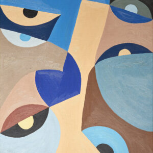 Pohledy – abstraktní geometrická figurativní malba, fine-art print 50×70, Šárka Trnová