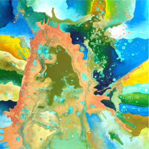 Abstraktní obraz Vnitřní krajina, akryl na plátně 70 × 70 cm